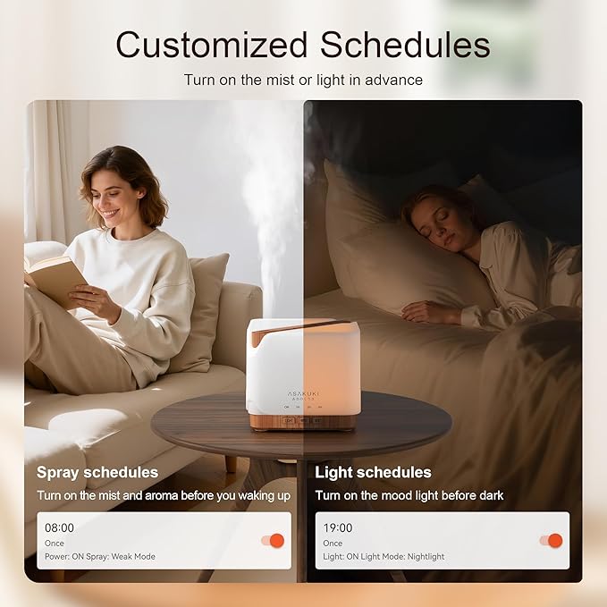 ASAKUKI Essential Oil Diffuser for Home, Smart WiFi 700 ml Humidifier, Easy Connect with Alexa and Google Home, Phone App & Voice Control, Customized Schedule Timers and LED Light - Yellow
