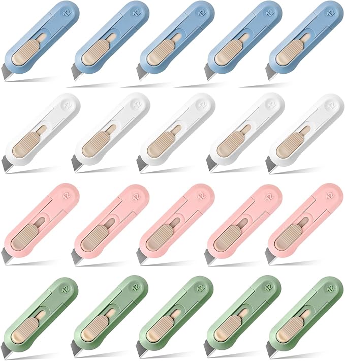 20 PSC Box Cutter,Retractable Box Opener, Package Opener, Easy Slide Retractable Cute Utility Knife For Opening Daily Express Boxes, Envelopes, Packages, Paper tapes and more (20 PSC Box Cutter)