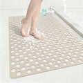 Anti Slip Shower Mat with Suction Cups,23.6x35.4 Inch Quick Drain TPE Non Slip Shower Mats for Inside Shower,Large Bath Mat for Shower Soft on Feet, Easy to Dry&Cut Machine Washable