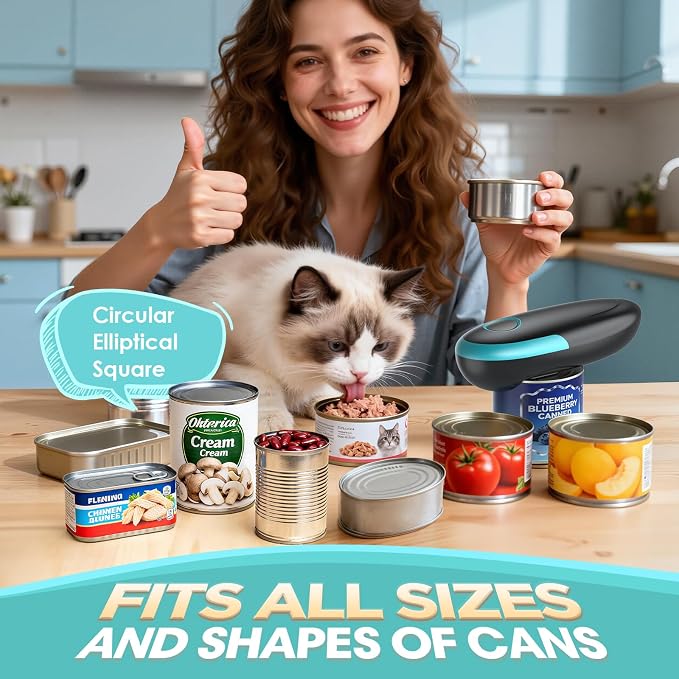 Electric Can Opener, Fits All Can Sizes One Touch Automatic Can Opener, Electric Can Opener for Kitchen Food Safe Smooth Edge, Kitchen Gadgets Battery Operated Can Opener for Seniors, Arthritis, Chef