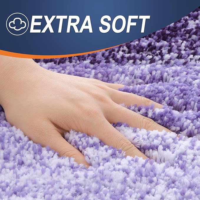 OLANLY Bathroom Runner Rugs Mat 70x24, Extra Soft Absorbent Microfiber Bath Rugs, Rubber Backing, Quick Dry, Washable Long Bath Mats for Bathroom Floor, Tub and Shower, Home Decor Accessories, Violet