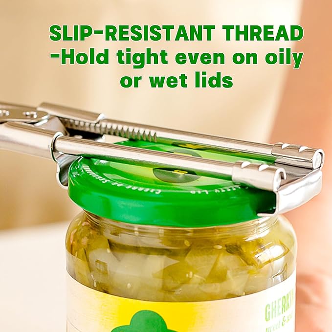 2 Pcs Extended Jar Openers for Weak Hands, Adjustable Stainless Steel Bottle Opener, Can Opener for Seniors with Arthritis, Large and Small Lids Gripper Household Tool, Kitchen Accessories