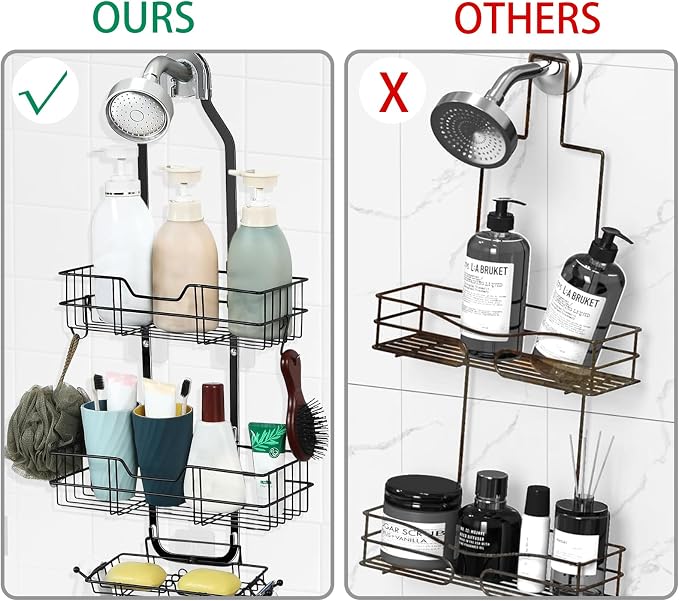 anyshwu Shower Caddy Hanging, White, Plastic, Unisex, 13 Inches Deep x 6 Inches Wide x 4 Inches High, Hanging Mount, Quick Dry, For Showers