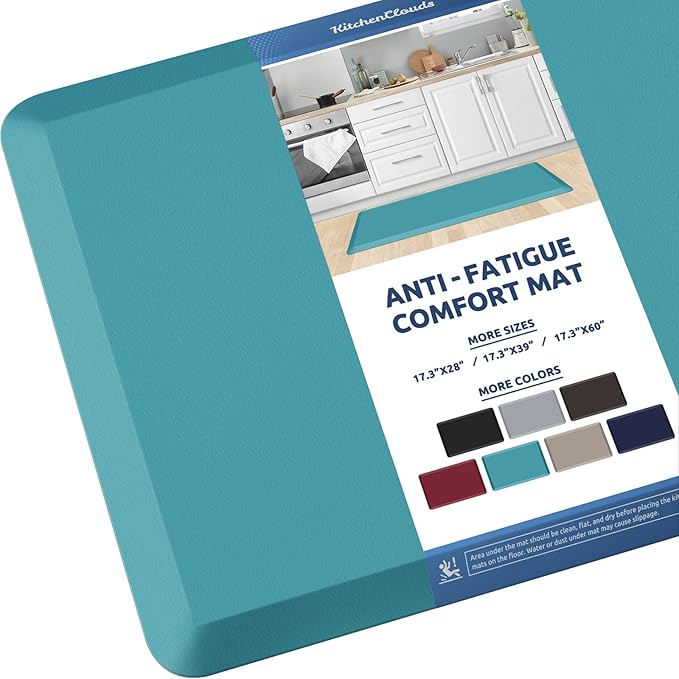 KitchenClouds Kitchen Mat Cushioned Anti Fatigue Kitchen Rug 17.3"x39" Water Resistant Non Slip Kitchen Rugs and Mats Standing Desk Mat Comfort Floor Mats for Kitchen House Sink Office (Green)