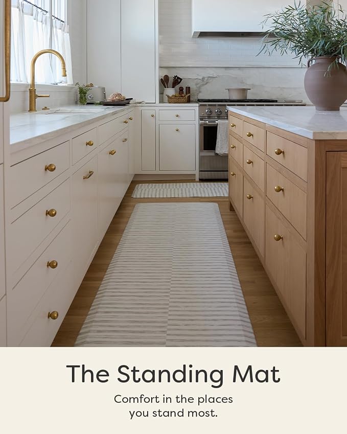 House of Noa Nama Standing Mat – Anti-Fatigue Kitchen Mats for Floor, Cushioned & Non-Slip Kitchen Comfort Mat for Standing, Thick Foam Anti-Fatigue Mat for Kitchen & Workspaces, Reese Bark 22" x 36"
