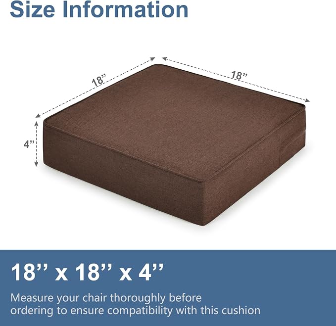 Shinnwa Gel Memory Foam Recliner Cushion for Elderly, Extra Large Seat Cushion, Dual-Layer Foam Chair Pad for Couch, Armchair, Wicker Chairs, Floor, 18 × 18 × 4in, Caramel
