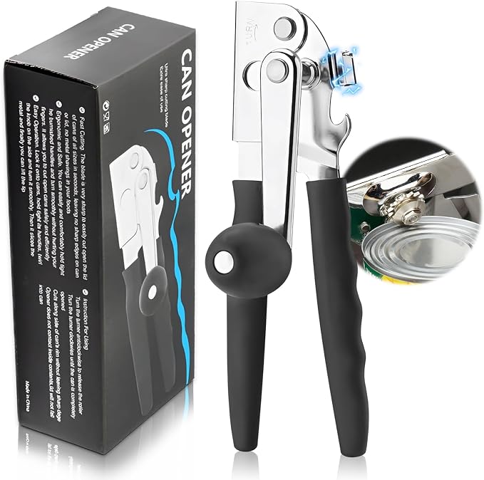 Manual Can Opener Heavy Duty Stainless Steel Commercial Can Opener Handheld Smooth Edge for Seniors for Kitchen Restaurant for Big Cans