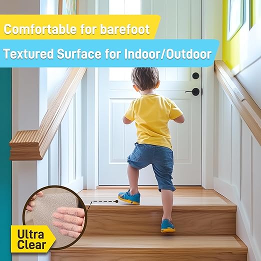LifeGrip Stair Treads Non-Slip (20PCS), Anti Slip Transparent Stair Treads Tape for Indoor Wooden Step (4"X32"X20P-Treads)