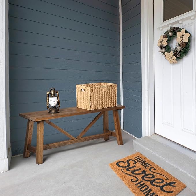 Wnutrees 43" Farmhouse Solid Wood Bench, Narrow Long Seat for Entryway Living Room Dining Area, Natural