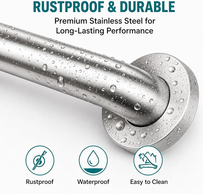 Grab Bars for Shower 3 Pack, 2x16 & 1x12 Stainless Steel Safety Handrails, Heavy Duty Wall Mounted Grab Bars for Bathroom, Stairways, Hallways, Toilet, Handicap & Elderly Support, 500 lbs