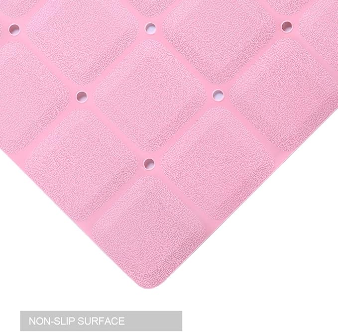 Webos Bathtub Mat Non Slip Soft Rubber Bathroom Bath No Suction Cups for Textured Tub Silicone Shower Bath Tub Mat(Pink, 28-inch x 14-inch)