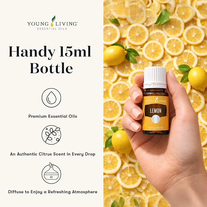 Young Living Lemon Essential Oil 15ml – 100% Pure Citrus Essential Oil for Diffuser, Aromatherapy, Natural Lemon Oil for Daily Use