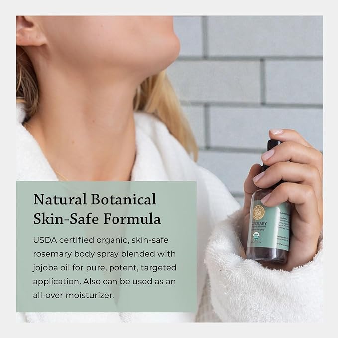 Silk Road Organic Rosemary Essential Oil & Jojoba Spray for Hair Growth & Health, Memory & Focus | USDA Certified 1 oz. Body Spray - Always Pure, Always Organic