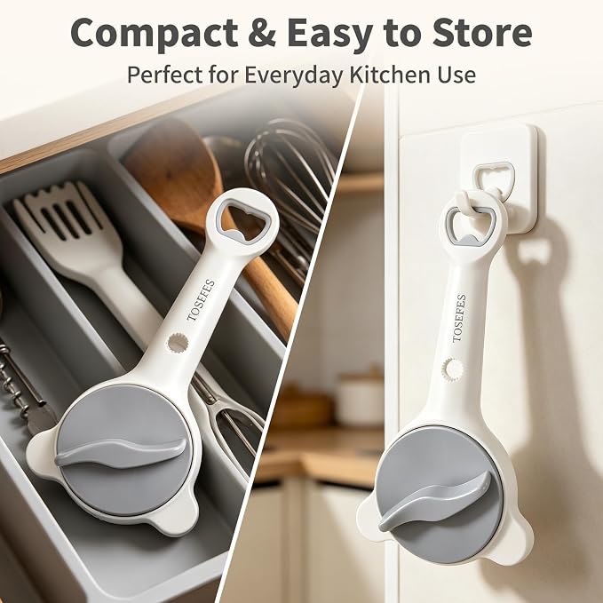 4-in-1 Jar Opener for Weak Hands, Adjustable Lid Opener with Silicone Grip Pad, Easy Open Kitchen Tool for Seniors, Bottles, Caps & Jars