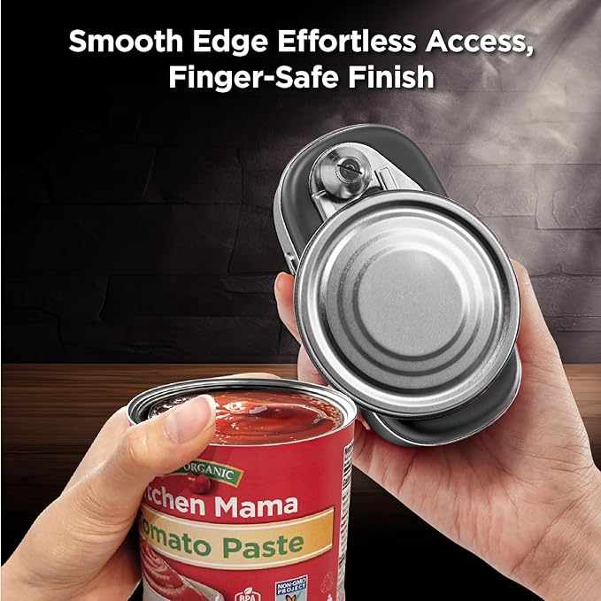 Kitchen Mama Orbit One Rechargeable Electric Can Opener: Hands-free, USB-C Charging, Automatic Stop, Smooth Edge, Safety, Blade for Large Cans, Heavy Duty, Soda and Pop Can, with Storage Box (Black)