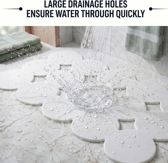 Webos Patented Non Slip Bathtub Mat Shower Bath Mats with Strong Suction Cups Superior Grip&Drainage Soft Heavy Duty Natural Rubber Bath Mat for Inside The tub (White, 28x16 inch)