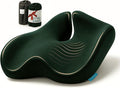 Orthopedic Coccyx Cushion for Tailbone Pain Relief, Sciatica and Back Pain - XL Memory Foam Seat Cushions for Office Chairs, Car, Gaming - Ergonomic Cushion with Removable Spare Cover (Green)