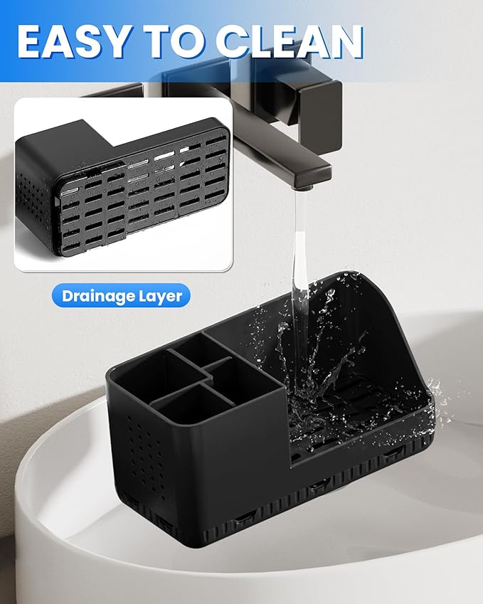 Toothbrush Holders for Bathroom Counter - Detachable Bathroom Organizer and Storage Electric Toothbrush and Toothpaste Holder, Bathroom Decor Accessories for Countertop, Shower, Sink