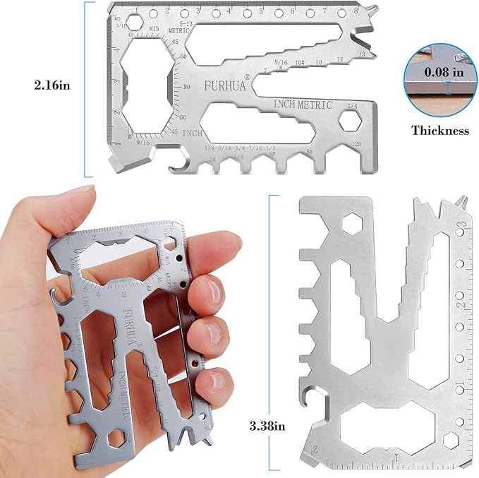FURHUA Multitool Credit Card Sized Pocket Tool, 42-in-1 Wallet Multi Tool Card,thicker and harder, Gifts for Dad, Husband, Men - Bottle Opener, Cord Cutter, Screwdriver, Ruler, Scraper etc