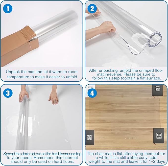 Placoot Crystal Clear Office Chair Mat for Hardwood Floors,48'' x 36'' - Upgraded PVC Transparent Desk Chair Mat Floor Mats Wood/Tile Protection Mat for Office Home