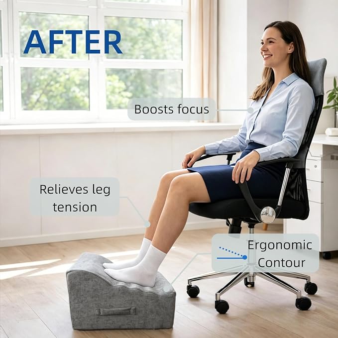 Under Desk Foot Rest, Non-Slip Office Foot Stool for Office & Gaming Chair, Leg Support for All-Day Comfort (Light Gray)