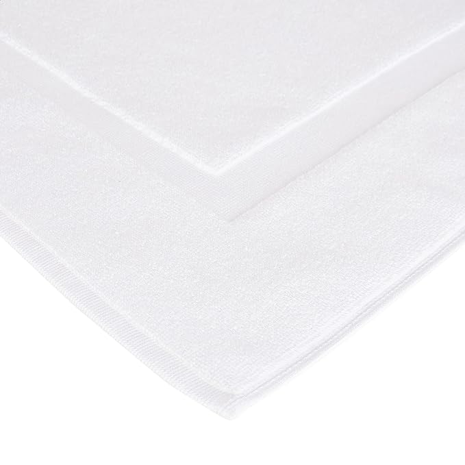 Amazon Basics Non-Slip Cotton Bath Mat, 100% Cotton Absorbent, Machine Washable, 31" L x 20" W, Bright White