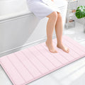 OLANLY Memory Foam Long Bathroom Rugs Runner 44x20, Super Soft Absorbent Bath Mat, Quick Dry, Machine Washable Shower Floor Rugs, Bathmat Carpet, Bathroom Home Decor Accessories, Pink