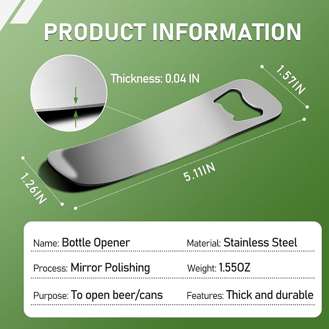 2 PCS Stainless Steel Beer Bottle Opener, Soda Can Opener, Beer Can Opener, Water Bottle Opener, Perfect Bar Accessory for Beer Lovers, Great Gift Idea