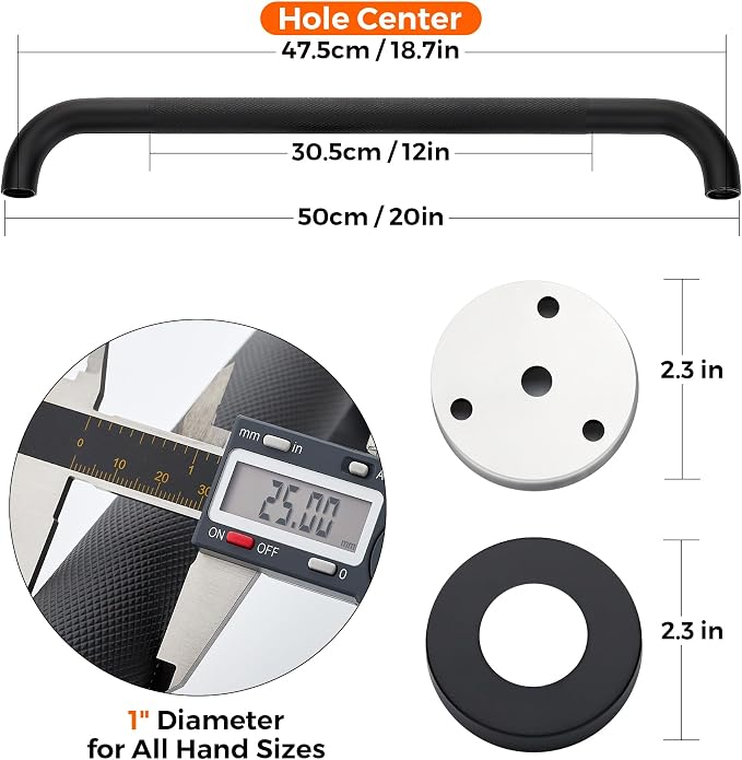 Grab Bars for Shower, 1 Pack 20-Inch Anti Slip Shower Handles for Elderly, Safety Shower Grab Bar, Stainless Steel Handicap Grab Bars for Bathroom (Black 1" Diameter)