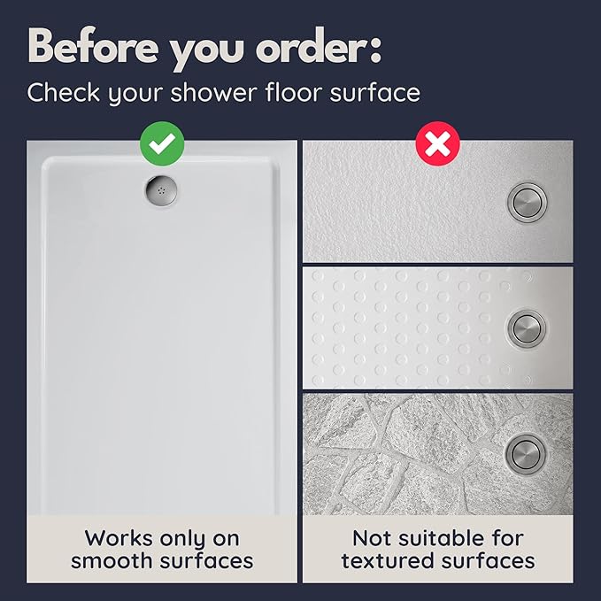 homerella® Shower Mat Non Slip Anti Mold, Non Slip Shower Mats for Inside Shower Stall Anti Slip Mat, Square Shower Floor Mat 21 x 21 in with Suction Cups & Hooks for Quick Drying, Machine Washable