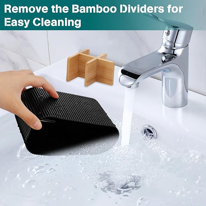 GFWARE Black Toothbrush Holder - Bamboo Toothbrush Holders for Bathrooms Electric Toothbrush Holder Organizer Kids Toothbrush Holders for Bathrooms Countertop