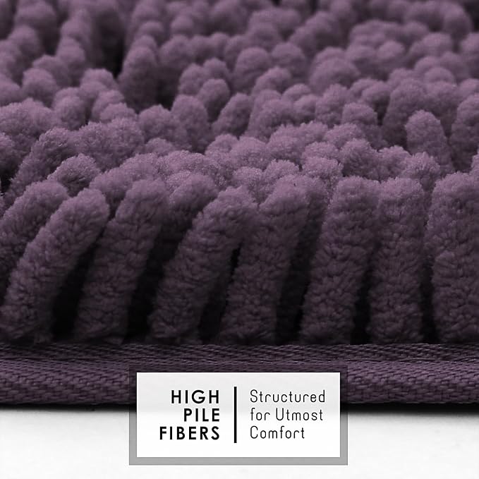 Hearth & Harbor Bathroom Rugs, Chenille Bath Mat - Machine Washable Bath Mats for Bathroom Non-Slip Backing Rubber, Quick Dry Bathroom Mat