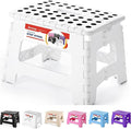 ACSTEP Folding Step Stool Portable Collapsible Plastic Step Stool 9 Inch Foldable Step Stools Non Slip Folding Stools for Kitchen Bathroom Bedroom (White)
