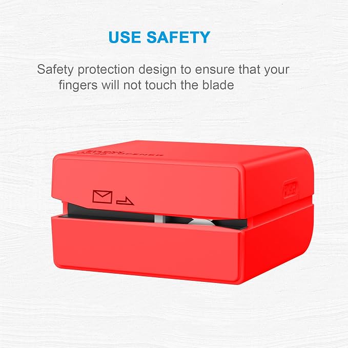 Battery Operated Electric Letter Opener - Letter Openers Envelope Slitter, Envelope Opener, Mail Opener, Universal Envelope Efficient Letter Opener Tool for Office, Home (Red)