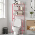 GloTika 3-Tier Over Toilet Storage Rack, Metal Over Toilet Bathroom Organizer Shelf, Freestanding Space Saver Storage Shelves for Bathroom/Laundry/Living Room (Pink)