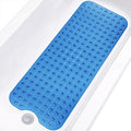 Bathtub and Shower Mats, Extra Long Non-Slip Bath Tub Mat 39 x 16 Inch, Machine Washable Bathmat with Suction Cups & Drain Holes for Bathroom Floor, Clear Royal Blue
