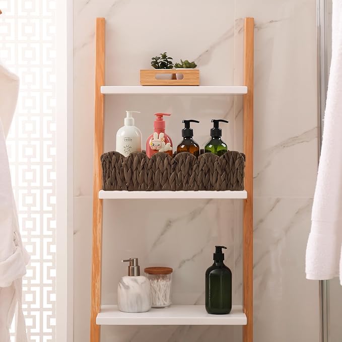 Toilet Paper Storage Basket Bathroom Counter Organizer Wicker Baskets for Organizing Cute Basket for Bedroom Nursery Room Kitchen Bathroom Decor -Dark Brown