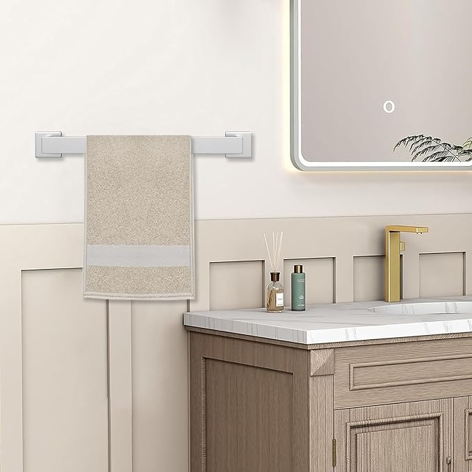 JOPOFI 5 Piece Bathroom Towel Bar Set - Thicken Stainless Steel Bath Towel Holder, 15.7 Inch Towel Racks for Bathroom Wall Mounted, Bathroom Hardware Accessories Set - Brushed Nickel