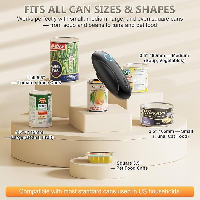 Electric Can Opener, Fast One-Touch Automatic Rechargeable Can Opener for Smooth Edge Safe Fast Opening, Fits All Cans, Hands-Free Operation, Amzwit Gift Ideal for Seniors Arthritis Kitchen Gadget