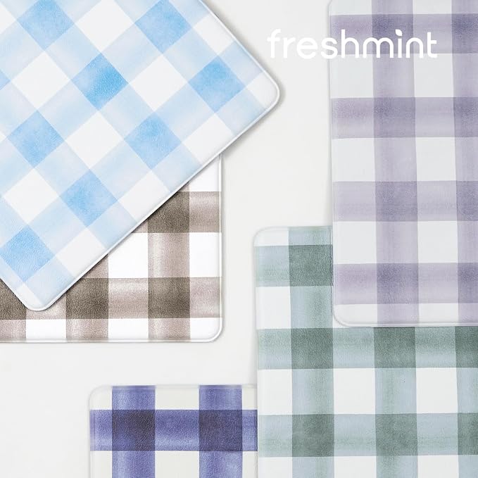 FRESHMINT Modern Farmhouse Plaid 2 Piece Set Kitchen Mats for Floor Anti Fatigue Waterproof & Non-Skid Kitchen Rugs Cushioned Kitchen Mat for Standing Washable Comfort Desk Kitchen Runners
