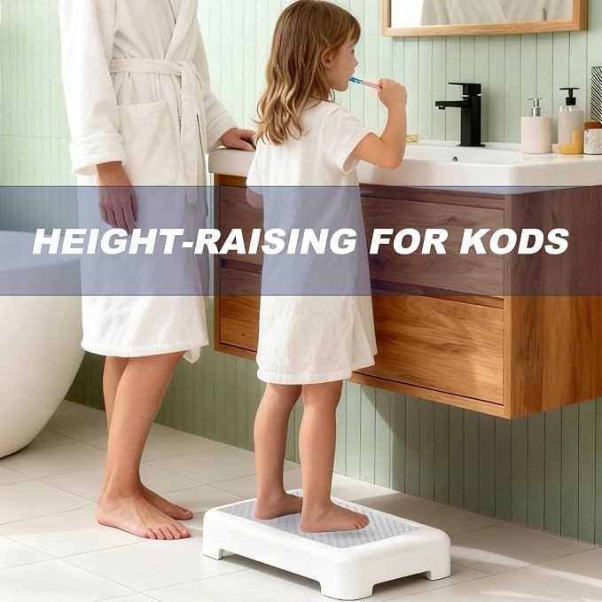 Mobility One Step Stool for Adult Elderly, Non-Slip Heavy Duty Indoor Outdoor Step Platform Assistive Device, Portable Riser for Car, Bed, Door, Stair, Bathroom, Black-Gray, White-Gray