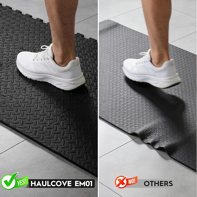 18pcs Puzzle Exercise Mat, 12.6"x12.6"x0.4", 18sqft EVA Interlocking Foam Floor Tiles, Non-Slip, Protective, Water-Resistant Flooring for Home Gym & Workout Equipment