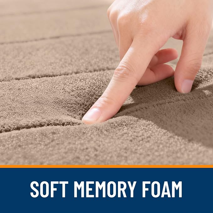 OLANLY Memory Foam Bath Mat 44x32, Super Soft Absorbent Bathroom Rugs, Quick Dry, Machine Washable Shower Floor Rugs, Bathmat Carpet, Bathroom Home Decor Accessories, Tan
