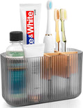 GFWARE Black Bathroom Accessories - 5 Slots Toothbrush Holders for Bathrooms Sink Organizer Countertop Kids Bathroom Storage Caddy Decor