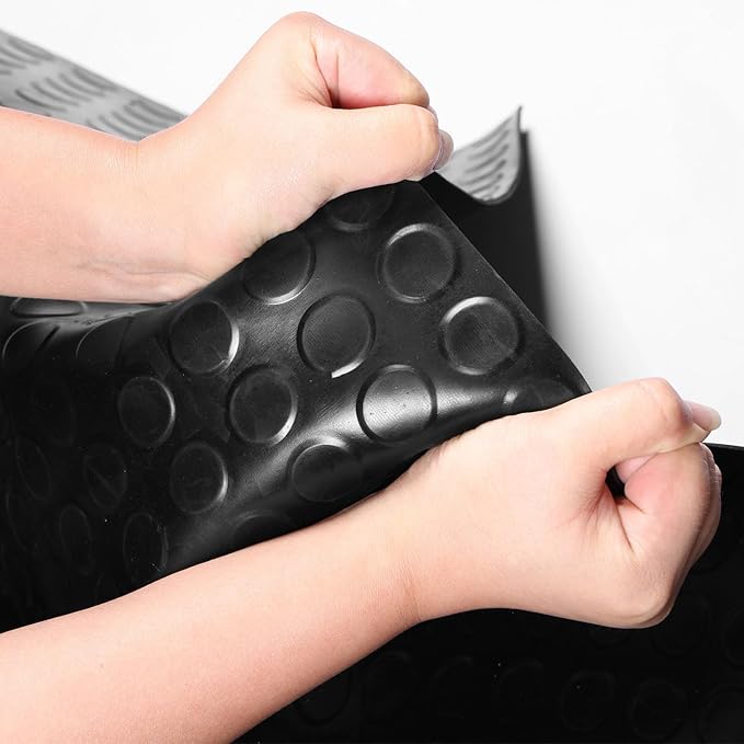 Heavy Duty Coin-Grip Rubber Flooring Roll 4x8 FT, Multi-Purpose Waterproof Anti-Slip Floor Mat, Easy to Clean Under Equipment, Mats for Garage, Gym, Stable, Basement, Kennel