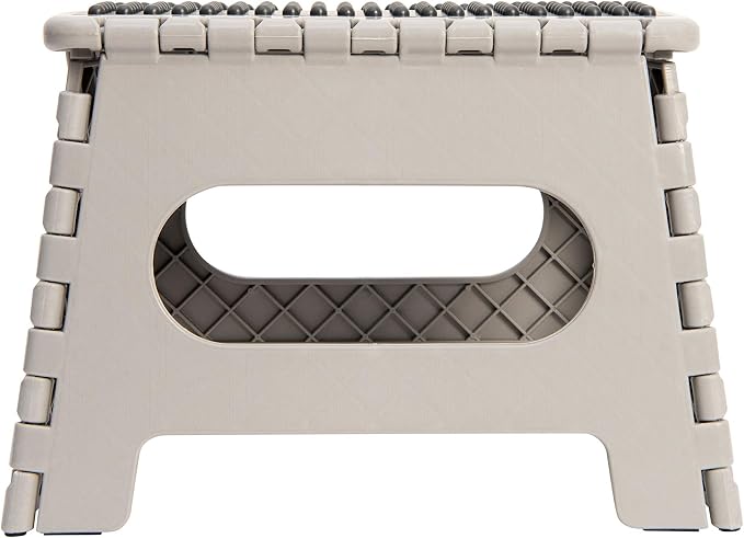 Simplify 9 Inch Ant-Skid Folding Step Stool | Collapsible | 200 Pound Capacity | Durable | Portable | Kitchen | Bathroom | Garage | White
