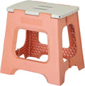 Vigar Compact Folding Step Stool - 12-1/2 Inch Foldable Step Stool for Adults, Lightweight Portable Stool with Handle, Non Slip Step Stool, Space-Saving Stool up to 330 lb - Sunrise Orange