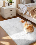 Ophanie Small Rug Washable Non Slip Throw Bedside Area Rugs, Fluffy Soft Mini Bedroom Carpet, Door Entryway Indoor Inside Front Entrance 2x4 Mat, Home Decor Aesthetic, White