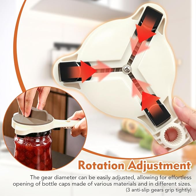 4 in 1 Multi-Purpose Jar Opener,Adjustable Stainless Steel Jar Opener for Weak Hands Seniors & Arthritis Sufferers,Multi Size Lid Tool for Jars Cans Wine Bottles, Home Kitchen Helper