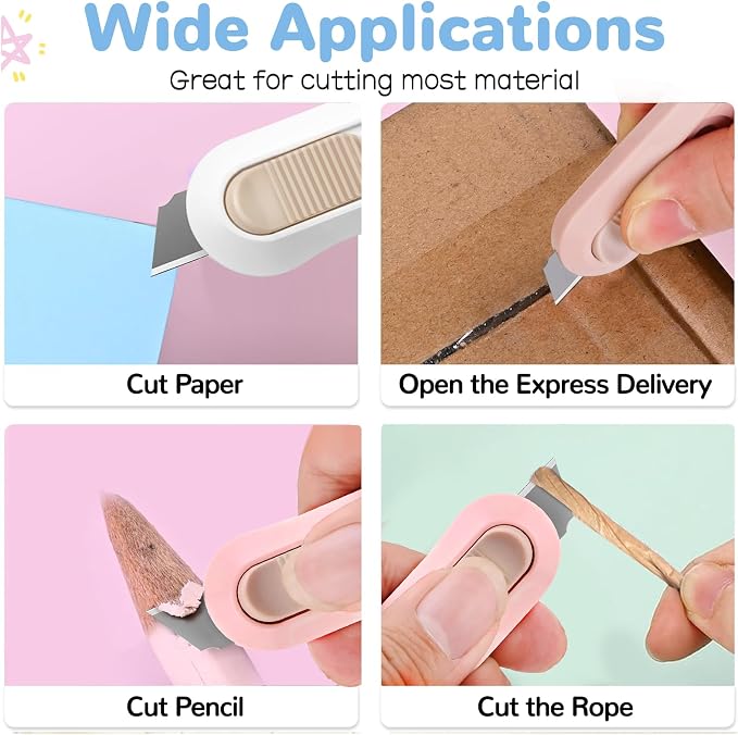 20 PSC Box Cutter,Retractable Box Opener, Package Opener, Easy Slide Retractable Cute Utility Knife For Opening Daily Express Boxes, Envelopes, Packages, Paper tapes and more (20 PSC Box Cutter)